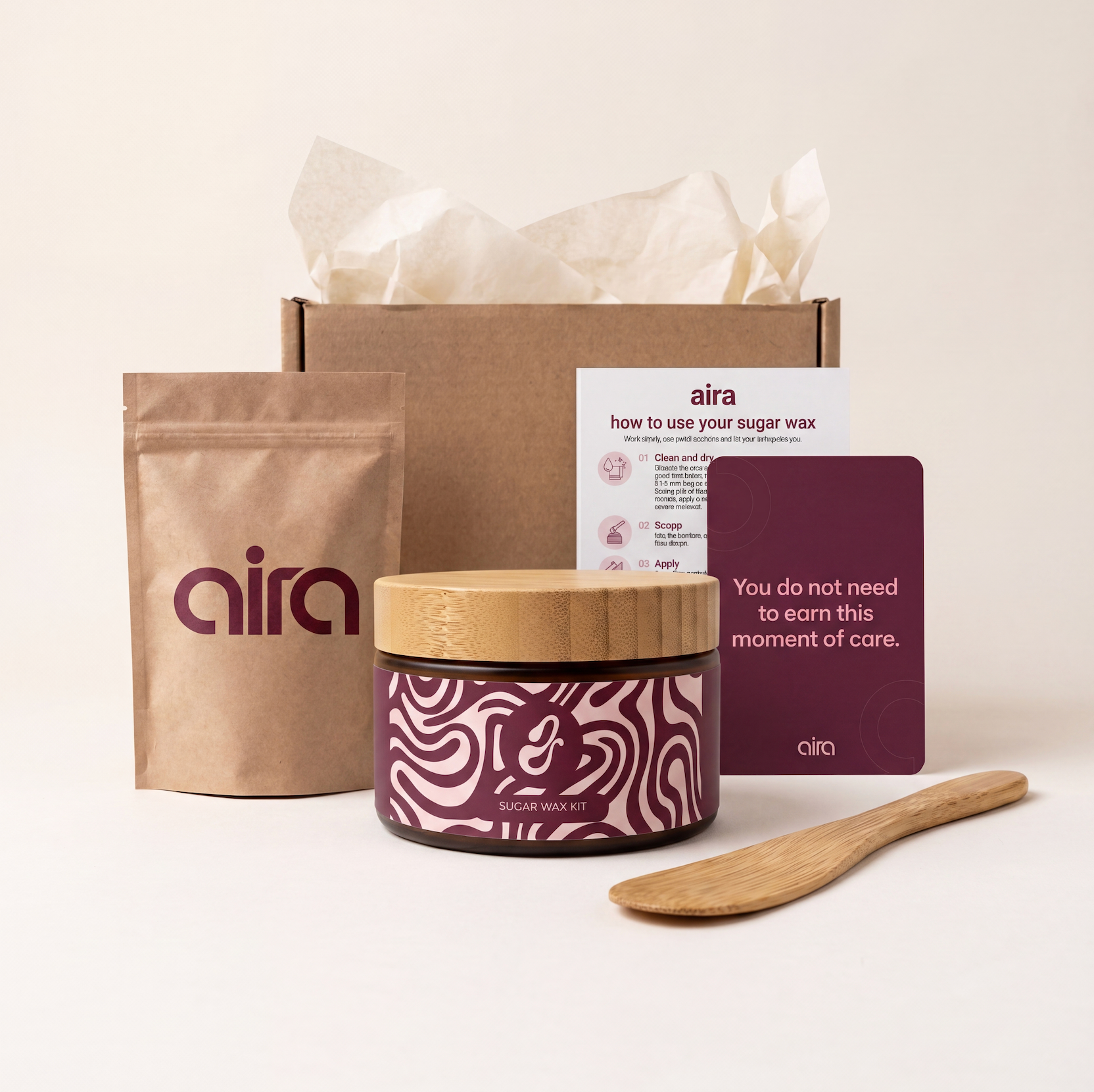 Aira sugar wax jar and bamboo spatula